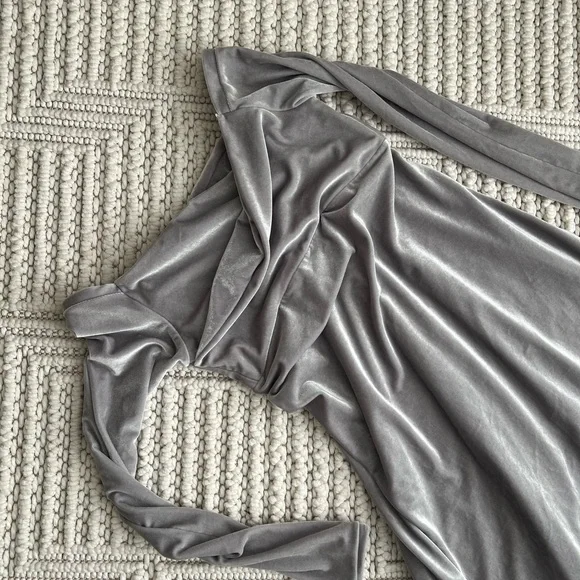 Elegant Gray Velvet Women's Photoshoot Dress - Picture 14 of 16